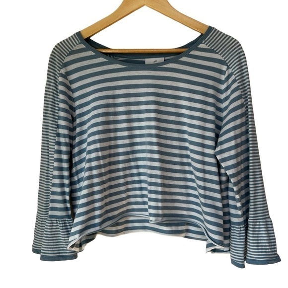 J. Jill Cotton Striped Cropped 3/4 Sleeve Crewneck T-Shirt Jersey, M - Picture 1 of 5
